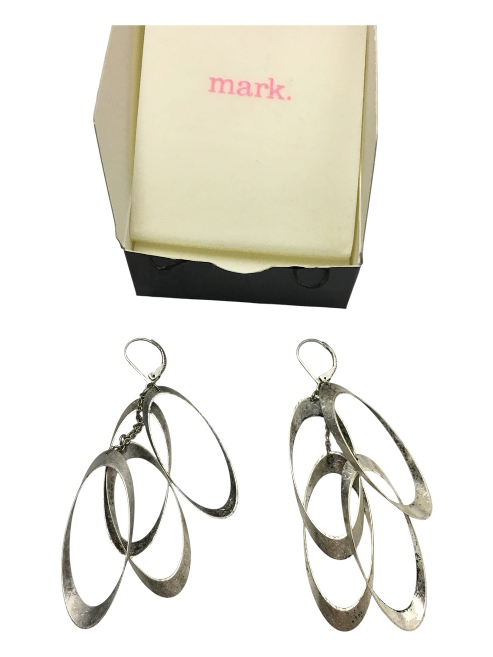 mark. Luxurious Loops Earrings Hoop Oval Metal Burnished Silvertone RARE Avon